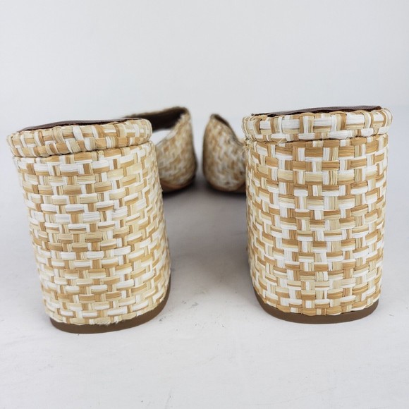 Jeffrey Campbell Melange-3 White Tan Raffia Squared Toe Woven Slip On Sandal 9 - Picture 13 of 16